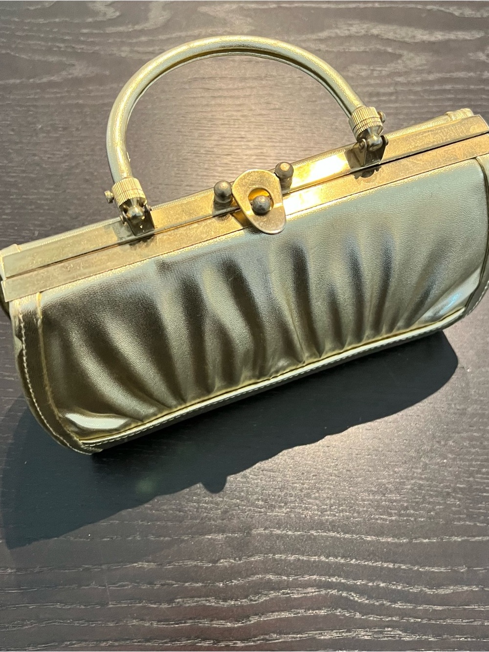 Vintage Gold Top-Handle Clutch